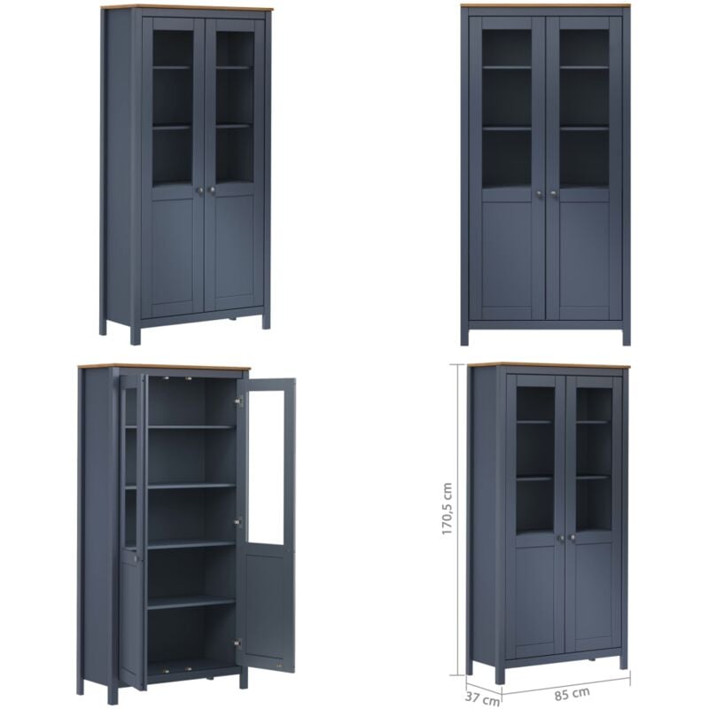 Vidaxl - Buffet Hill Gris 85x37x170,5 cm Bois de pin solide - Buffet - Meuble De Rangement - Armoire - Commode - Bois Massif - Home & Living