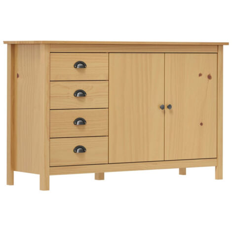 Buffet Hill Marron miel 130x40x80 cm Bois de pin solide vidaXL