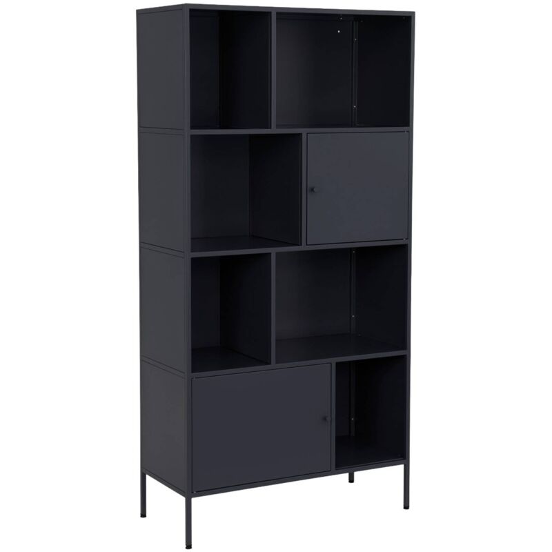 Sweeek Buffet, Industrial Metal Storage Unit With 8 Compartments Black 80x35x160.5 Cm - Oklahoma