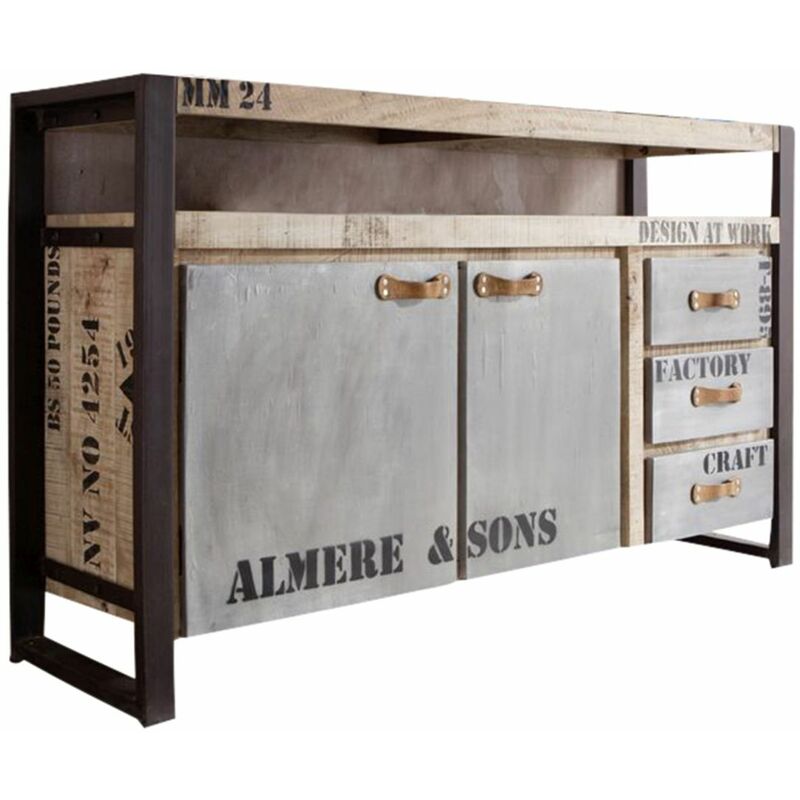 Massivmoebel24 - Buffet 145x40 Manguier brut imprimé Bois naturel factory 143