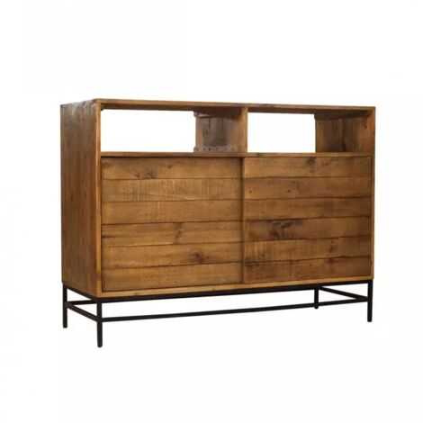 Buffet industriel bois rustique et métal noir L.140 cm - FACTORY
