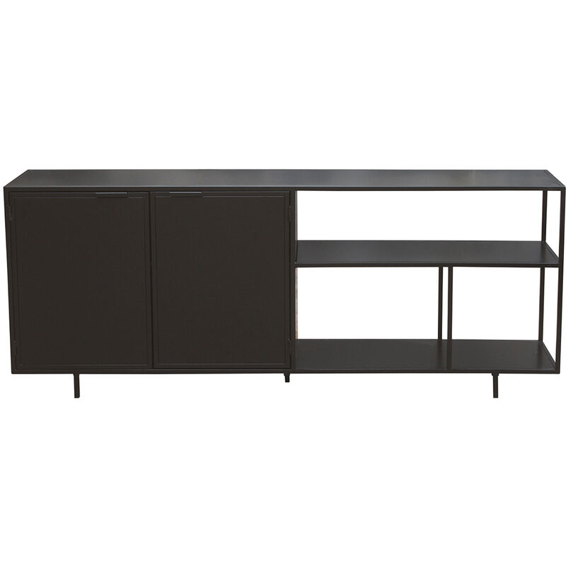 Miliboo - Buffet industriel en métal noir 2 portes L180 cm karl
