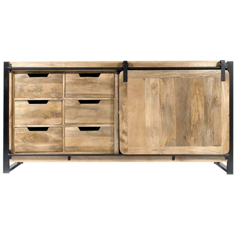 Made In Meubles - Buffet en bois de manguier avec porte coulissante New-York