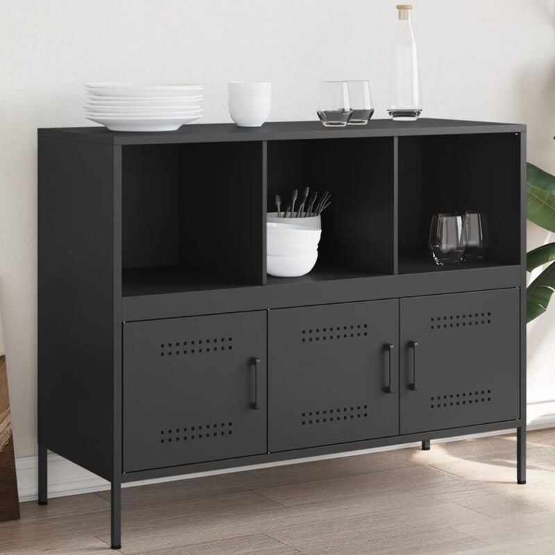 Vidaxl - Buffet noir 100,5x39x79 cm acier