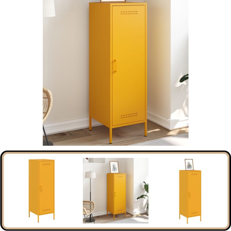 Vidaxl - Buffet jaune moutarde 36x39x113 cm acier - Buffet Industriel - Meuble Rangement - Armoire Haute - Buffet Jaune - Mobilier Salon