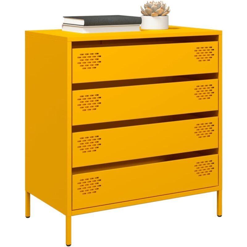 vidaXL Buffet jaune moutarde 68x39x73,5 cm acier laminé à froid