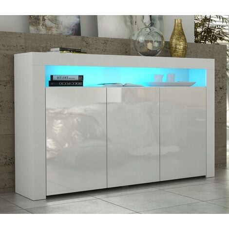 Vitrine JIVE 90 cm blanc laqué avec LEDS - Dusine