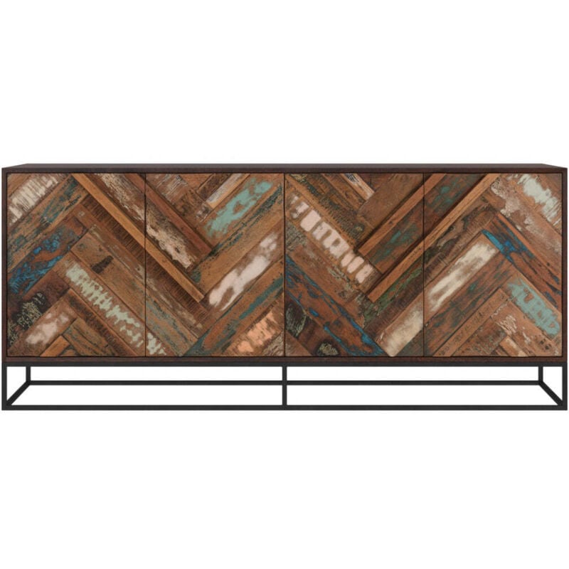 Buffet 4 portes en bois d'acacia et bois recyclé - krabi