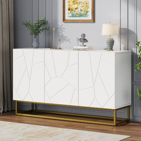 Buffet laqué brillant, buffet/armoire/meuble-buffet moderne à 4 compartiments, largeur 130 cm