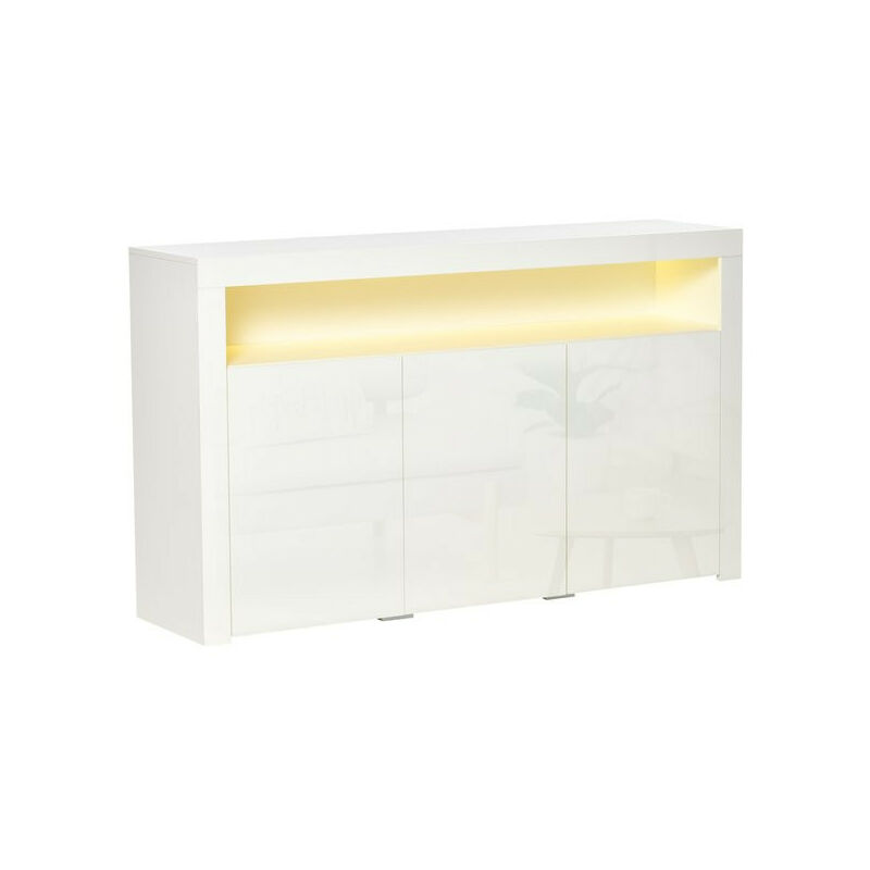 Buffet led étagère keith blanc laqué