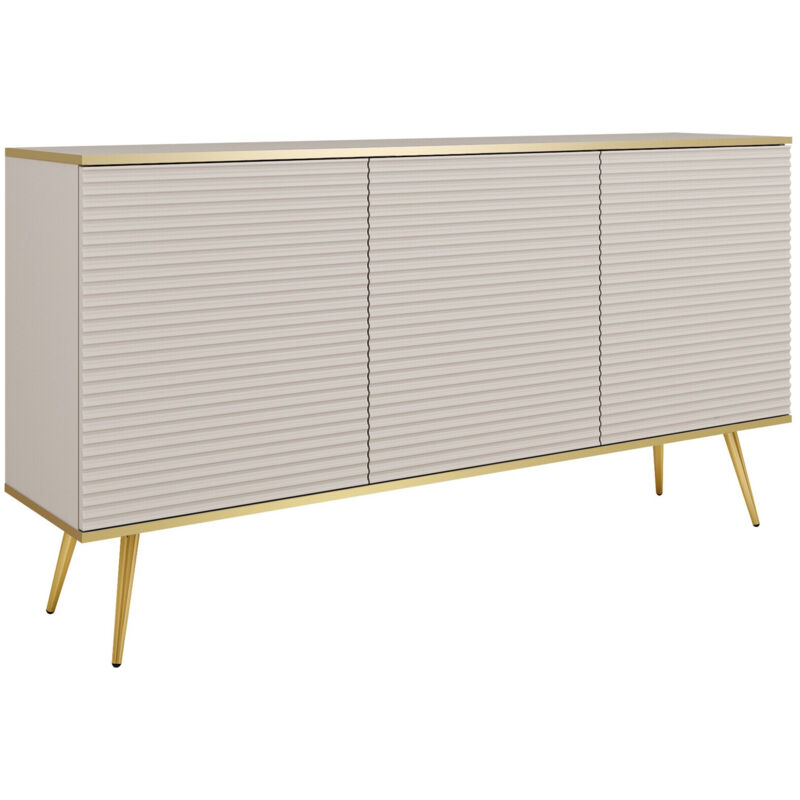 Mobilier1 - Buffet Felduno 104, Crème + Doré, 85x160cm, Le nombre de portes: 039cm, Stratifié, mdf