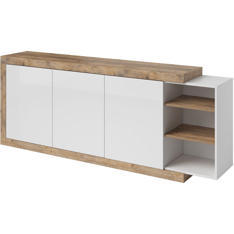 Buffet long 3 portes Azior Blanc et Bois