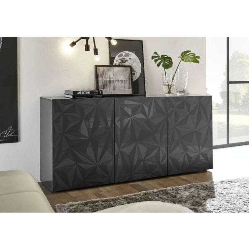Azura Home Design - Buffet luther Anthracite 3 portes 181 x 84x 42 cm