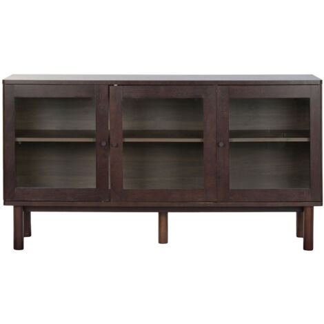 Buffet Mdf Cristal 140X40X75 Marron Oscuro