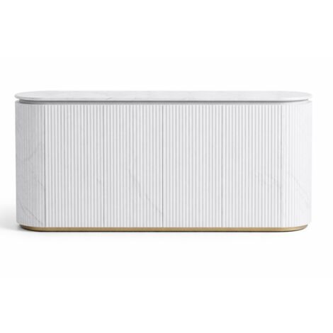 Buffet Mdf Granito 180X40X85 Simil Marmol Blanco