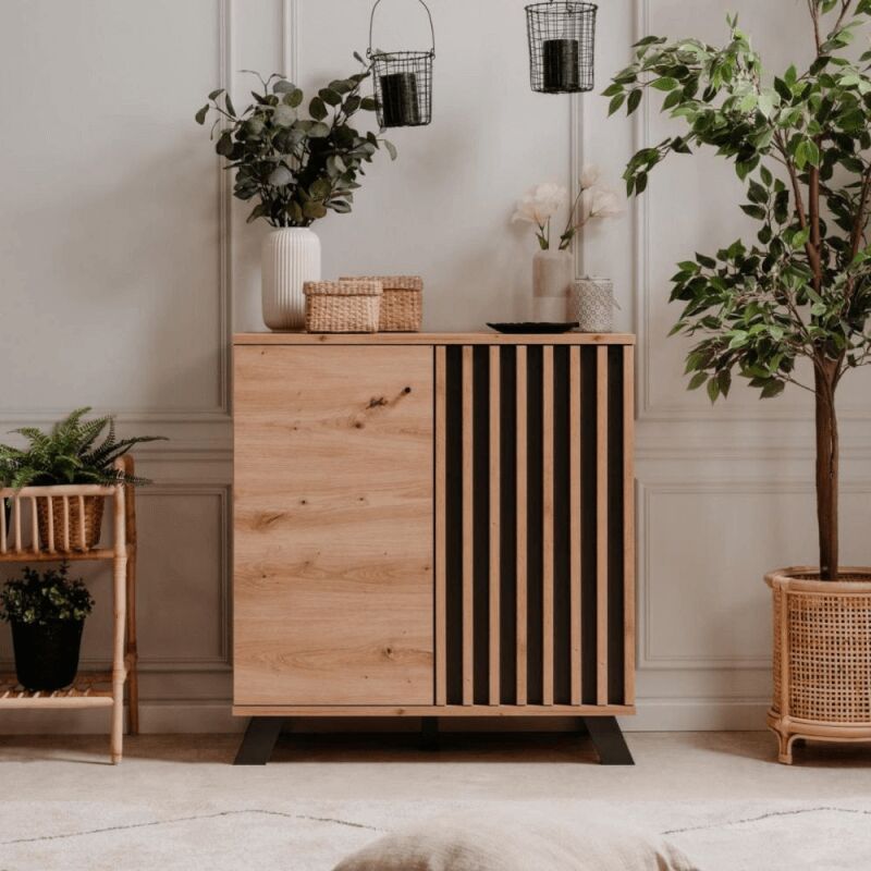 Webmarketpoint - Buffet Medan01D 2 portes en chêne anthracite