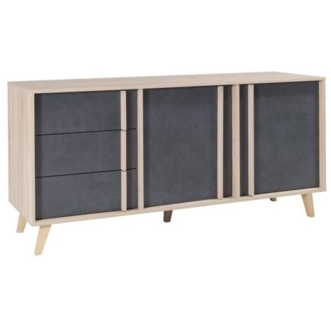 Buffet medio modelo MALMO gris. Mueble de diseño tipo ESCANDINAVO. Efecto ultra moderno para tu salón.
