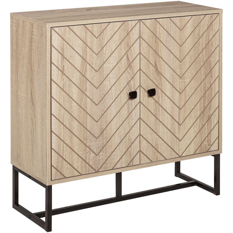 Buffet meuble de rangement 2 portes bois et pieds en métal noir dim. 80L x 29,5l x 80H cm - Homcom