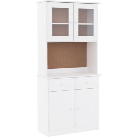 Buffet  Meuble de rangement ALTA blanc 77x35x165 cm bois massif de pin