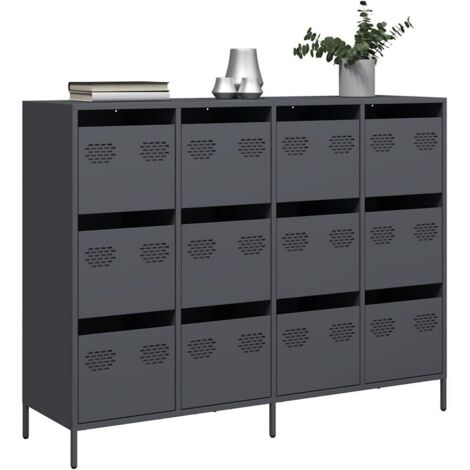 Buffet-Meuble de rangement anthracite 135x39x103,5 cm acier laminé à froid