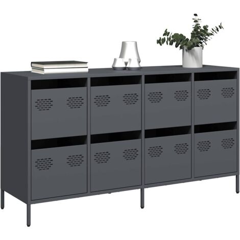 Buffet-Meuble de rangement anthracite 135x39x73,5 cm acier laminé à froid 734638