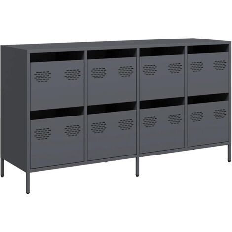 Buffet Meuble de rangement anthracite 135x39x73,5 cm acier laminé à froid