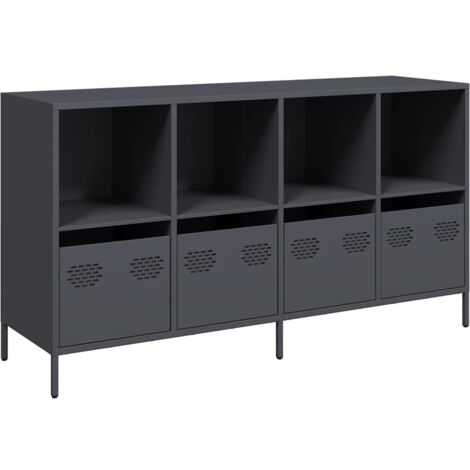 Buffet Meuble de rangement anthracite 135x39x73,5 cm acier laminé à froid