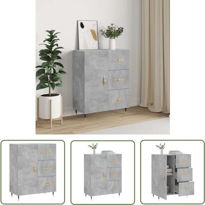 Maison Chic - The Living Store Buffet gris béton 69,5x34x90 cm bois d'ingénierie - Buffet Design Classique - Meuble Rangement - Commode Moderne