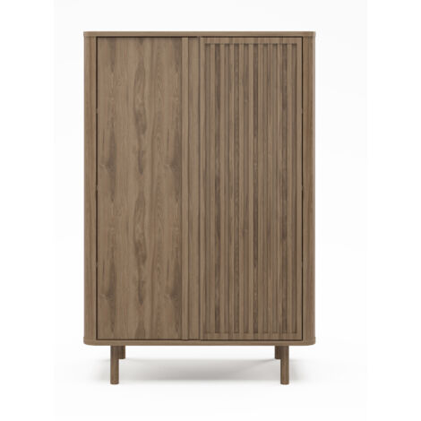 Buffet, meuble de rangement avec 2 portes aspect bois coloris chêne - Longueur 86 x Profondeur 40 x Hauteur 130,40 cm
