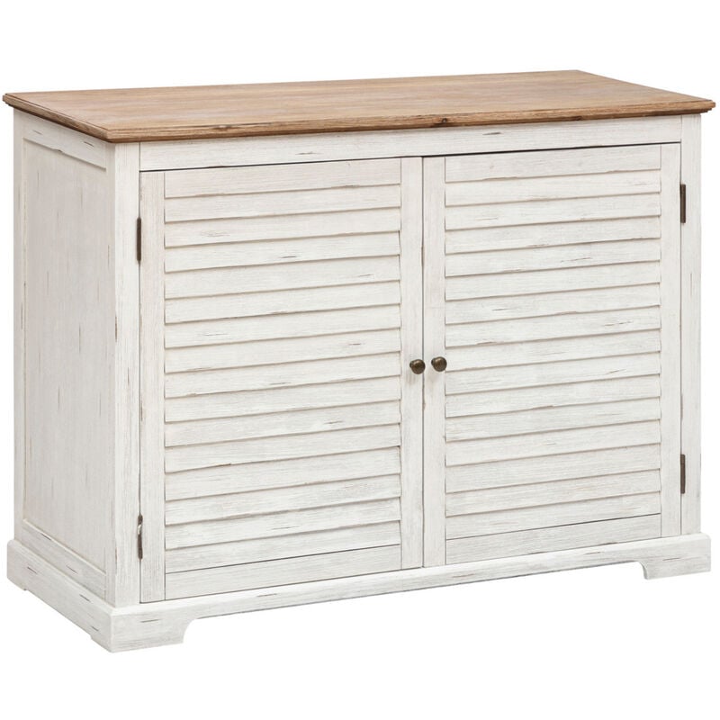 Buffet, meuble de rangement avec 2 portes coloris Blanc - longueur 110 x Profondeur 45 x Hauteur 80,5 cm