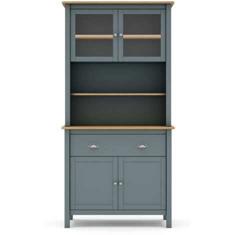 Buffet, meuble de rangement avec 4 portes et 2 tiroirs coloris vert kaki, chêne - Longueur 90 x Profondeur 40 x Hauteur 180,50 cm