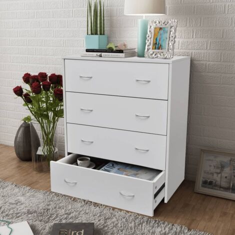 Buffet Meuble de rangement  avec 4 tiroirs 60 x 30,5 x 71 cm Blanc
