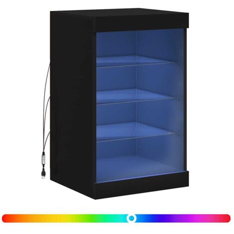 Buffet Meuble de rangement avec lumières LED noir 41x37x67 cm