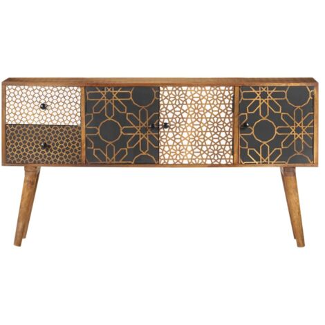 Buffet Meuble de rangement avec motif imprimé 130x30x70 cm Bois de manguier massif