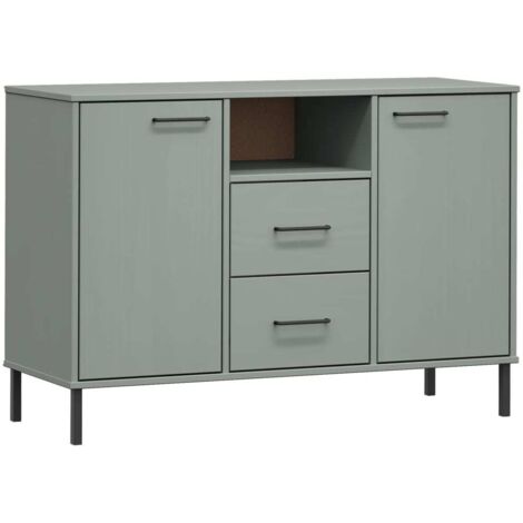 Buffet  Meuble de rangement avec pieds en métal Gris 113x40x77 cm Bois massif OSLO