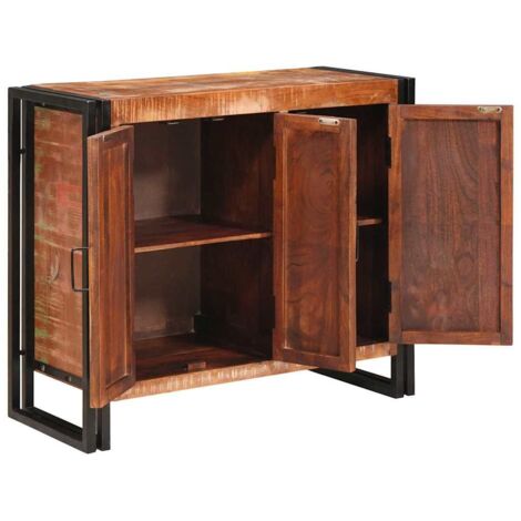 Buffet Meuble de rangement avec portes Marron Bois Recyclé Massif et Métal