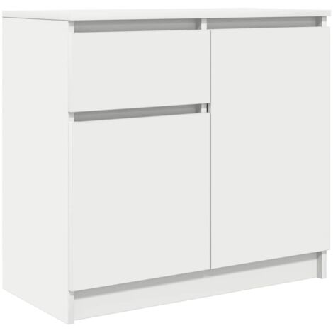 Buffet Meuble de rangement avec tiroir blanc 71x35x65 cm bois d'ingénierie