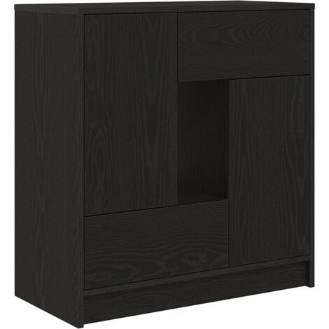 Buffet  Meuble de rangement avec tiroirs et portes chêne noir 70,5x34x74,5 cm
