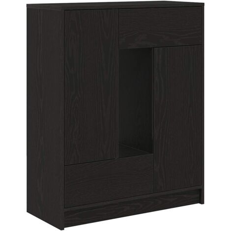 Buffet  Meuble de rangement avec tiroirs et portes chêne noir 73x31x90 cm