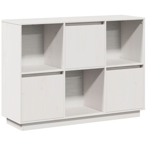 Buffet Meuble de rangement Blanc 110,5x35x80 cm Bois massif de pin