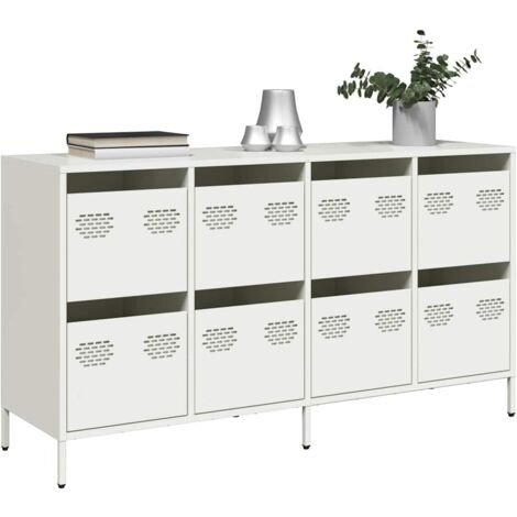 Buffet-Meuble de rangement blanc 135x39x73,5 cm acier laminé à froid 730283
