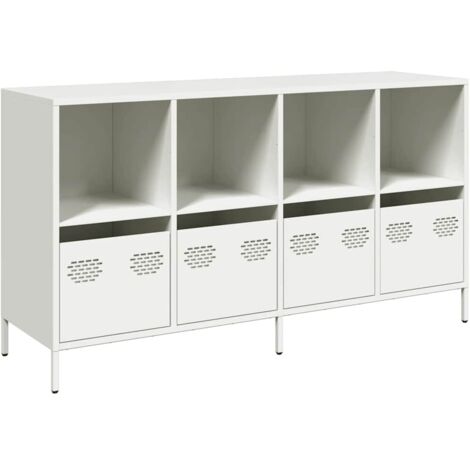 Buffet Meuble de rangement blanc 135x39x73,5 cm acier laminé à froid