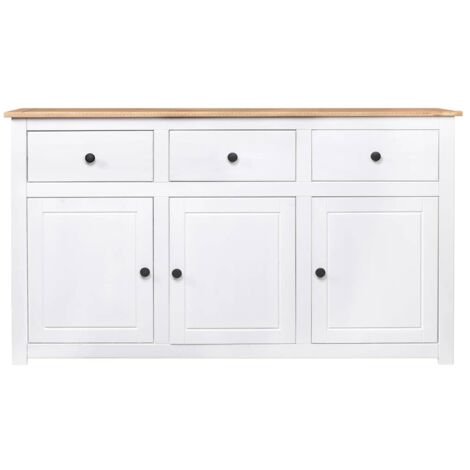 Buffet  Meuble de rangement Blanc 135x40x80 cm Pin solide Gamme Panama