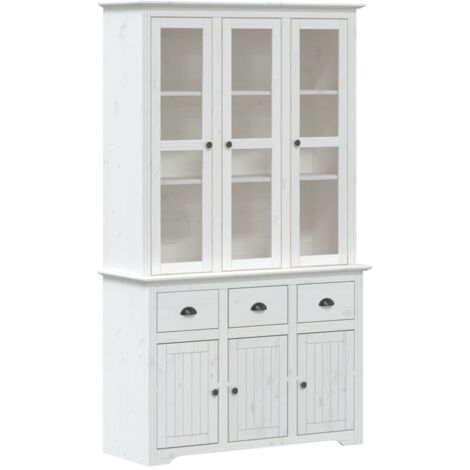 Buffet  Meuble de rangement BODO blanc 115,5x43x200,5 cm bois massif de pin