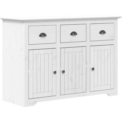 Buffet  Meuble de rangement BODO blanc 115,5x44x80 cm bois massif de pin