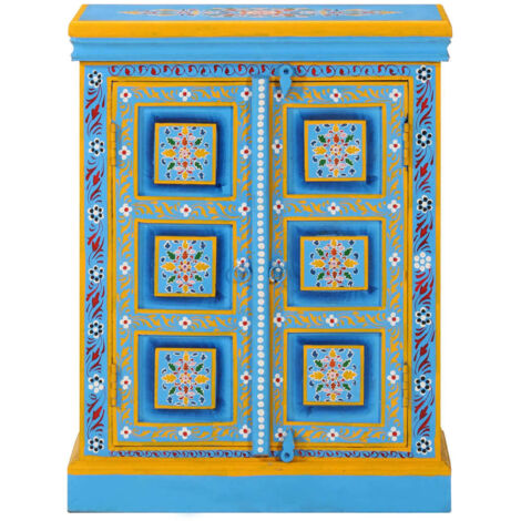 Buffet  Meuble de rangement Bois massif de manguier Peinture manuelle turquoise