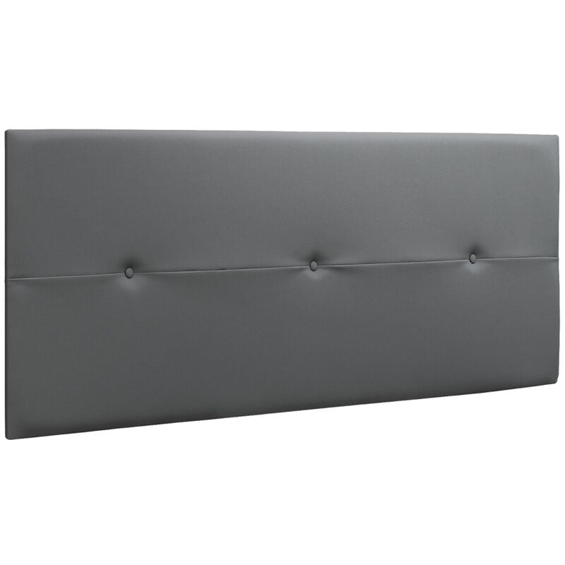 Tête de lit en simili-cuir coloris gris - longueur 160 x profondeur 4 x hauteur 55 cm Pegane