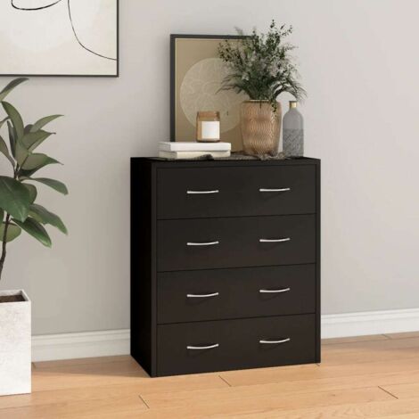 Buffet Meuble de rangement  Commode Bahut avec 4 tiroirs 60x30,5x71 cm Noir 10003