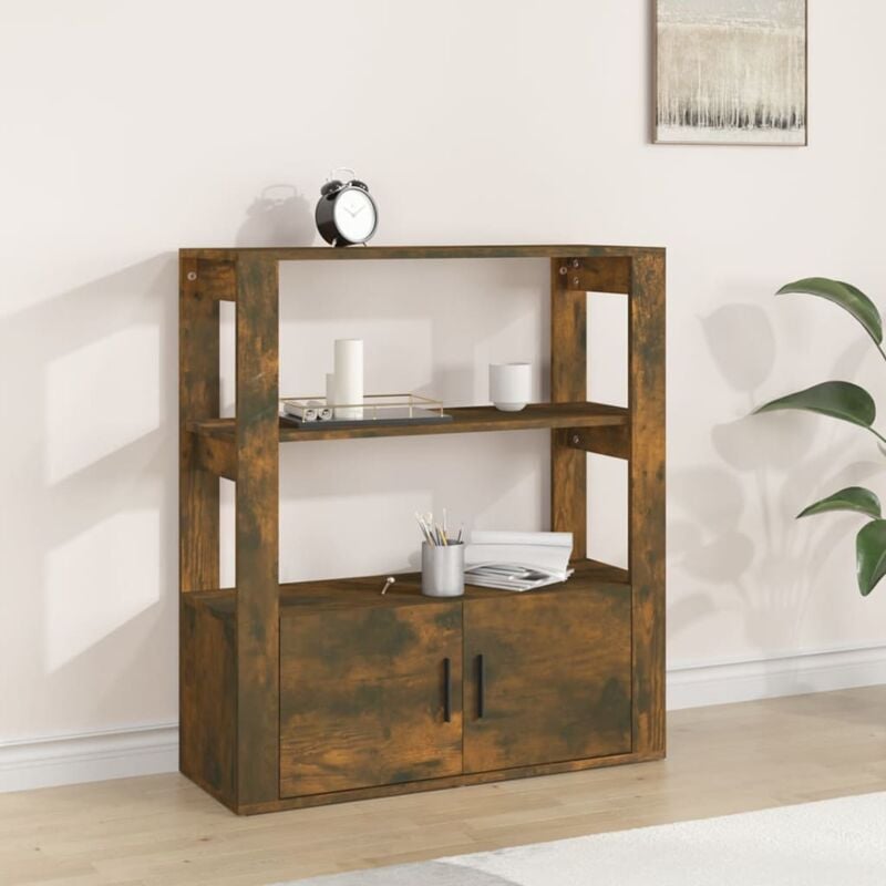 Buffet Meuble de rangement Commode Bahut Chêne fumé 80x30x90 cm Bois d'ingénierie 99612