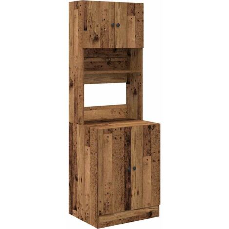 Buffet  Meuble de rangement de cuisine avec porte 2 pcs Bois ancien 60 x 50 x 180 cm